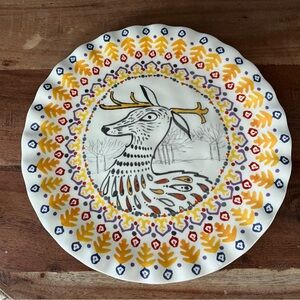Anthropologie Tula Earthenware Forest Fable - Deer Plate